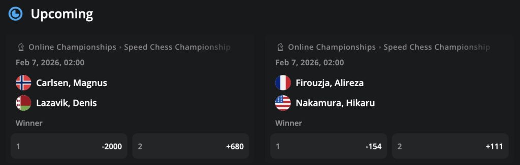 Chess Bets at BetWhale