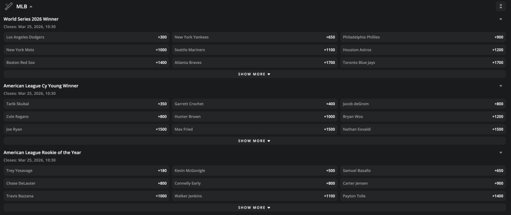 Baseball Futures at BetWhale