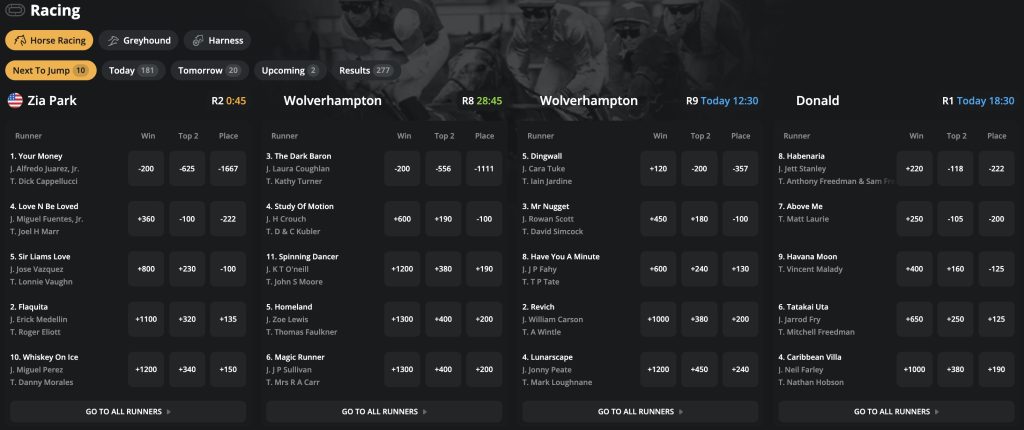 Racebook Horse Racing Bets at BetWhale