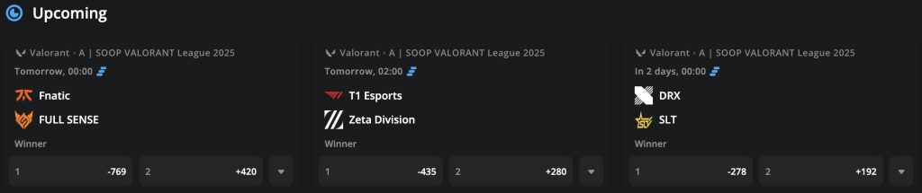 Valorant eSports Bets at BetWhale